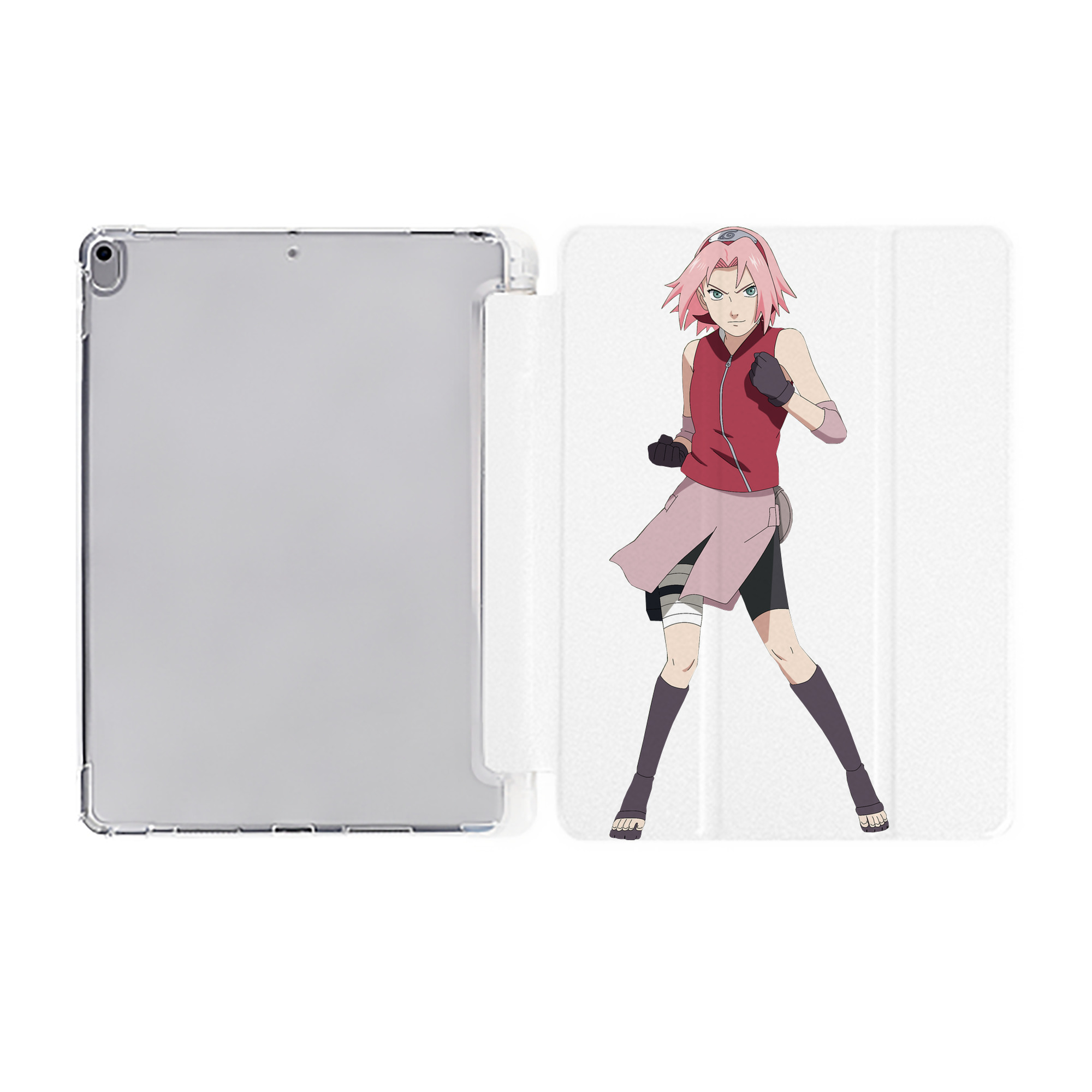 （画像用） NARUTO -ナルト- 春野サクラ Haruno Sakura IPad ケース ペン収納付き 三つ折りスタンド PUレザー×シリコン 対応機種9.5/10.5/10.9インチ
